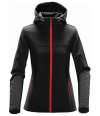 KSH-1W Stormtech Ladies Orbiter Hooded Soft Shell Jacket Black / Bright Red colour image